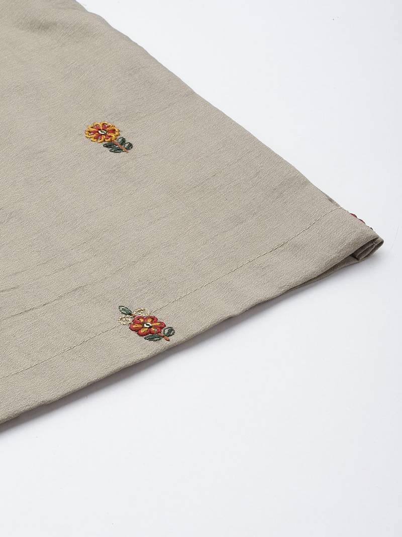 Floral Yoke Design Thread Work Kurta with Sharara & With Dupatta