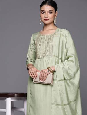 Women Embroidered Sequinned Kurta with Trousers & With Dupatta 2