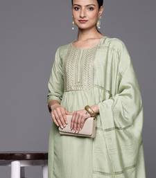 Women Embroidered Sequinned Kurta with Trousers & With Dupatta