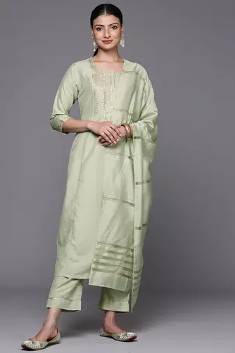 Women Embroidered Sequinned Kurta with Trousers & With Dupatta
