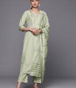 Women Embroidered Sequinned Kurta with Trousers & With Dupatta
