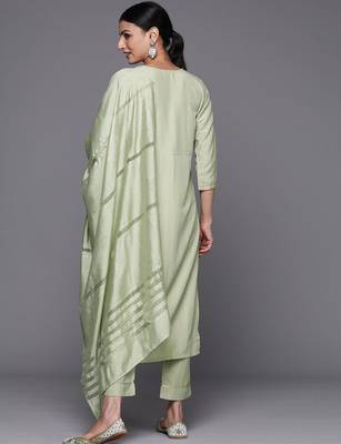 Women Embroidered Sequinned Kurta with Trousers & With Dupatta 6