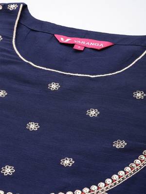 Women Embroidered Sequinned Silk Kurta with Trousers & Dupatta 3