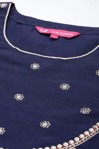 Women Embroidered Sequinned Silk Kurta with Trousers & Dupatta