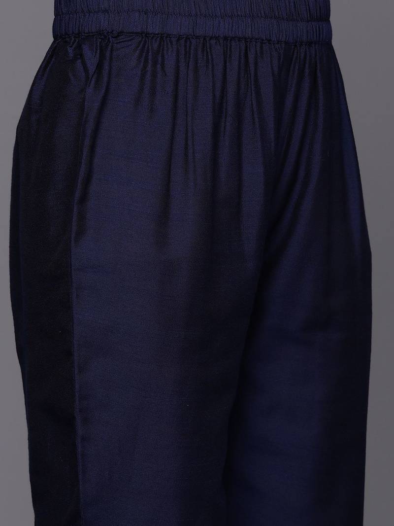 Women Embroidered Sequinned Silk Kurta with Trousers & Dupatta