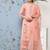Women Peach-Coloured Floral Embroidered Thread Work Kurta with Trousers & With Dupatta