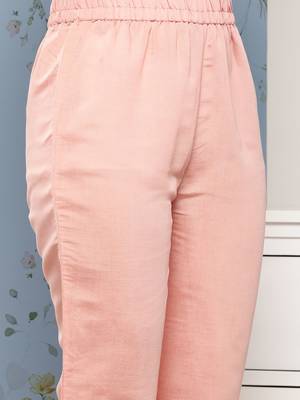 Women Peach-Coloured Floral Embroidered Thread Work Kurta with Trousers & With Dupatta 6