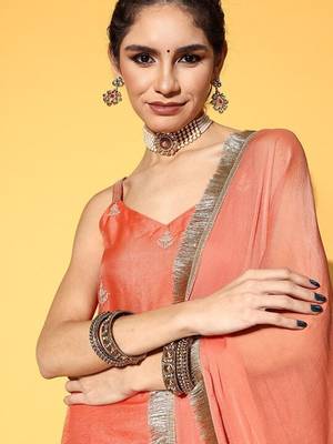 Ethnic Motifs Embroidered Thread Work Kurta with Sharara & Dupatta 2
