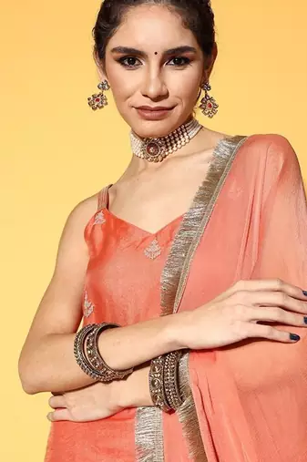 Ethnic Motifs Embroidered Thread Work Kurta with Sharara & Dupatta