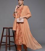 Women Floral Printed Sequinned Chanderi Silk Kurta Set