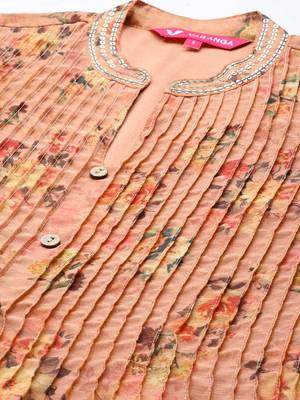 Women Floral Printed Sequinned Chanderi Silk Kurta Set 2