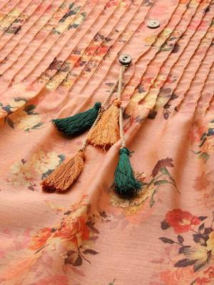 Women Floral Printed Sequinned Chanderi Silk Kurta Set 7