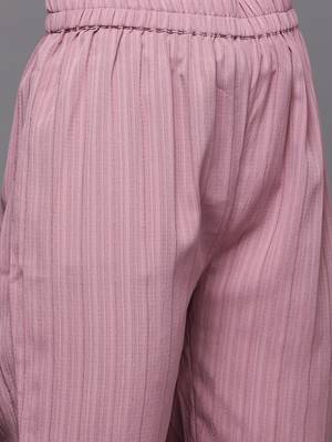 Women Mauve Ethnic Motifs Yoke Design Kurta with Trousers & With Dupatta 4