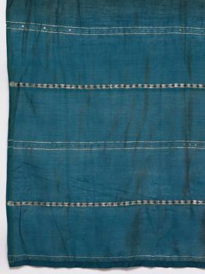 Women Teal Ethnic Motifs Embroidered Thread Work Kurta with Sharara & With Dupatta 5