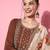 Women Rust Ethnic Motifs Embroidered Kurta with Trousers & With Dupatta