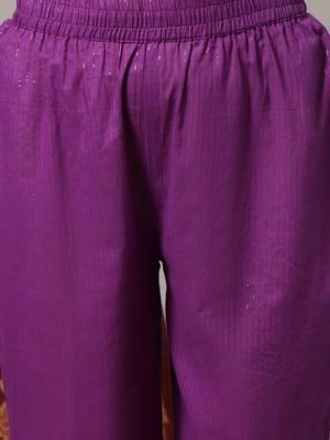 Women Purple Ethnic Motifs Yoke Design Pure Cotton Kurta with Trousers & Dupatta 3