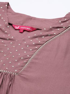 Women Mauve Embroidered Kurta with Palazzos & With Dupatta 3