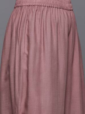 Women Mauve Embroidered Kurta with Palazzos & With Dupatta 4