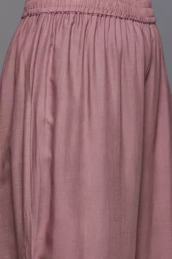 Women Mauve Embroidered Kurta with Palazzos & With Dupatta