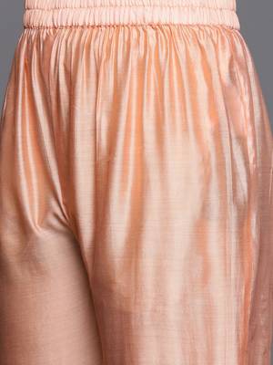 Women Peach-Coloured Ombre Yoke Design Sequinned Kurta with Trousers & Dupatta 3