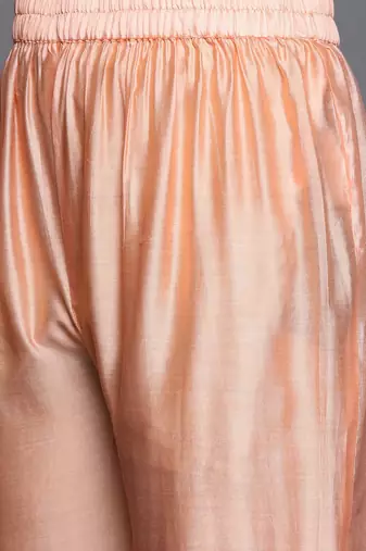 Women Peach-Coloured Ombre Yoke Design Sequinned Kurta with Trousers & Dupatta