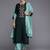 Women Green Yoke Design Thread Work Dupion Silk Kurta with Trousers & Dupatta