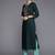 Women Green Yoke Design Thread Work Dupion Silk Kurta with Trousers & Dupatta