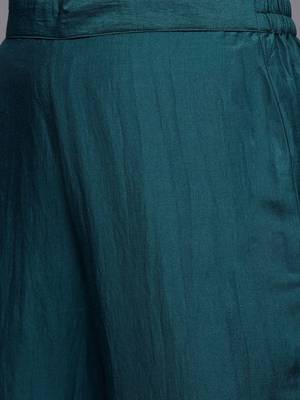 Women Teal Green Ethnic Motifs Yoke Design Kurta with Trousers & Dupatta 3