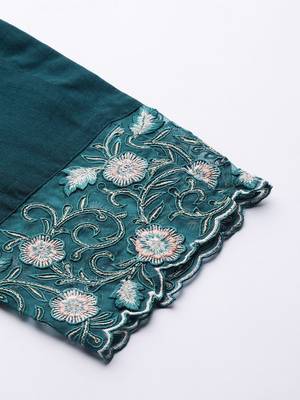 Women Teal Green Ethnic Motifs Yoke Design Kurta with Trousers & Dupatta 8