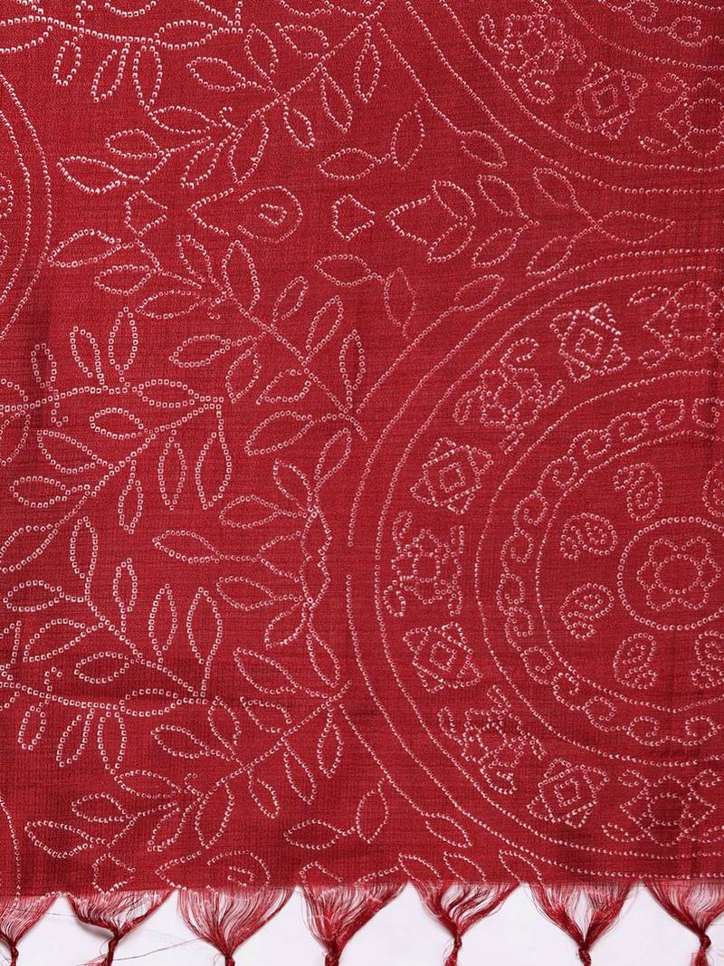 Women Maroon Embroidered Kurta with Trousers & With Dupatta