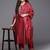 Women Maroon Embroidered Kurta with Trousers & With Dupatta