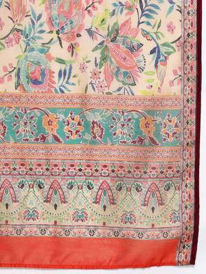 Women Green Ethnic Motifs Yoke Design Kurta with Trousers & With Dupatta 4