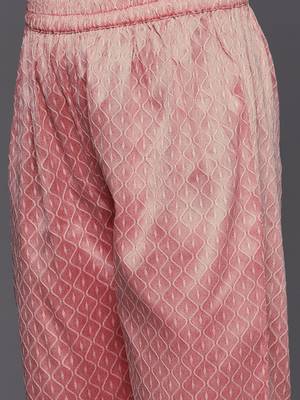 Women Dusty Pink Ethnic Motifs Embroidered Kurta with Trousers & Dupatta 3