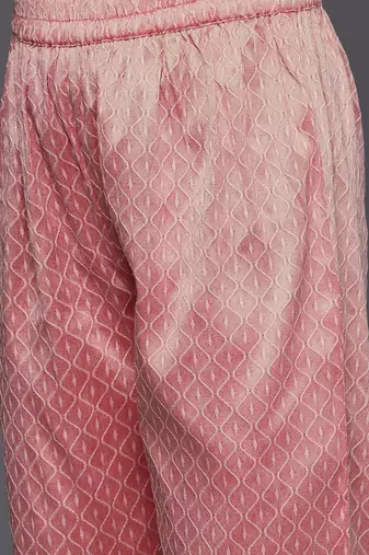 Women Dusty Pink Ethnic Motifs Embroidered Kurta with Trousers & Dupatta
