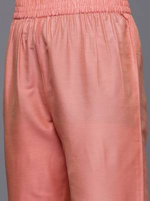 Women Peach-Coloured Ethnic Motifs Printed Kurta with Trousers & Dupatta 3
