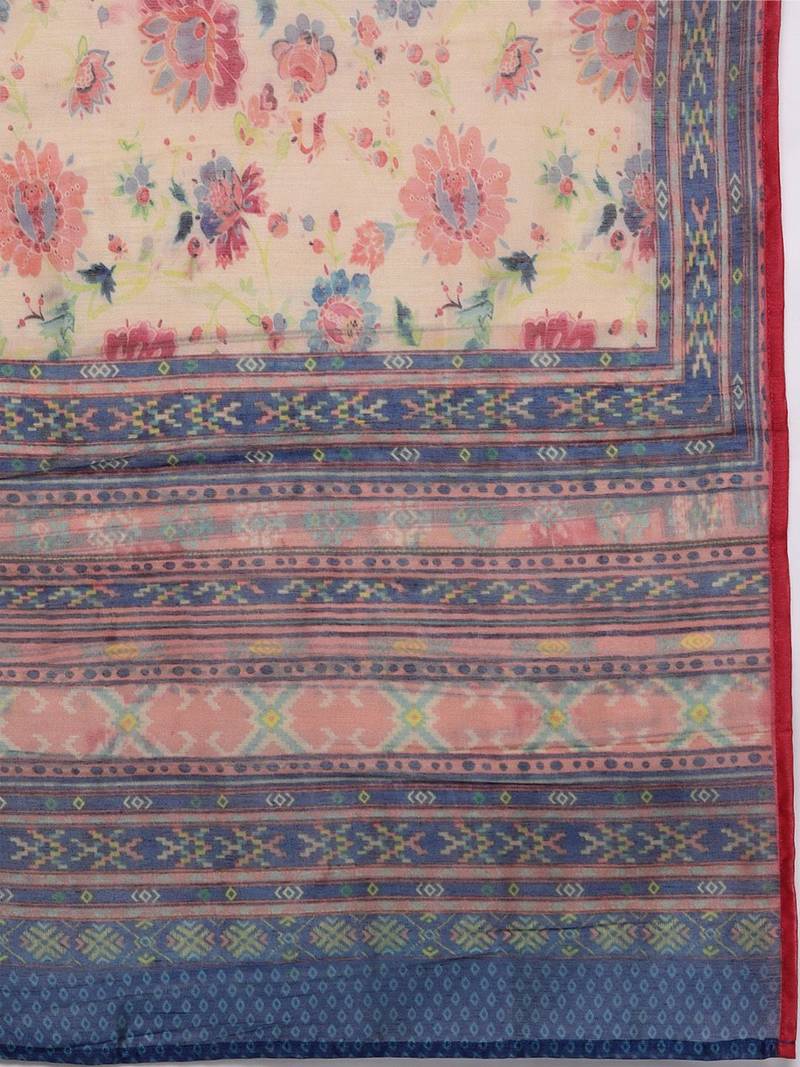 Women Peach-Coloured Ethnic Motifs Printed Kurta with Trousers & Dupatta