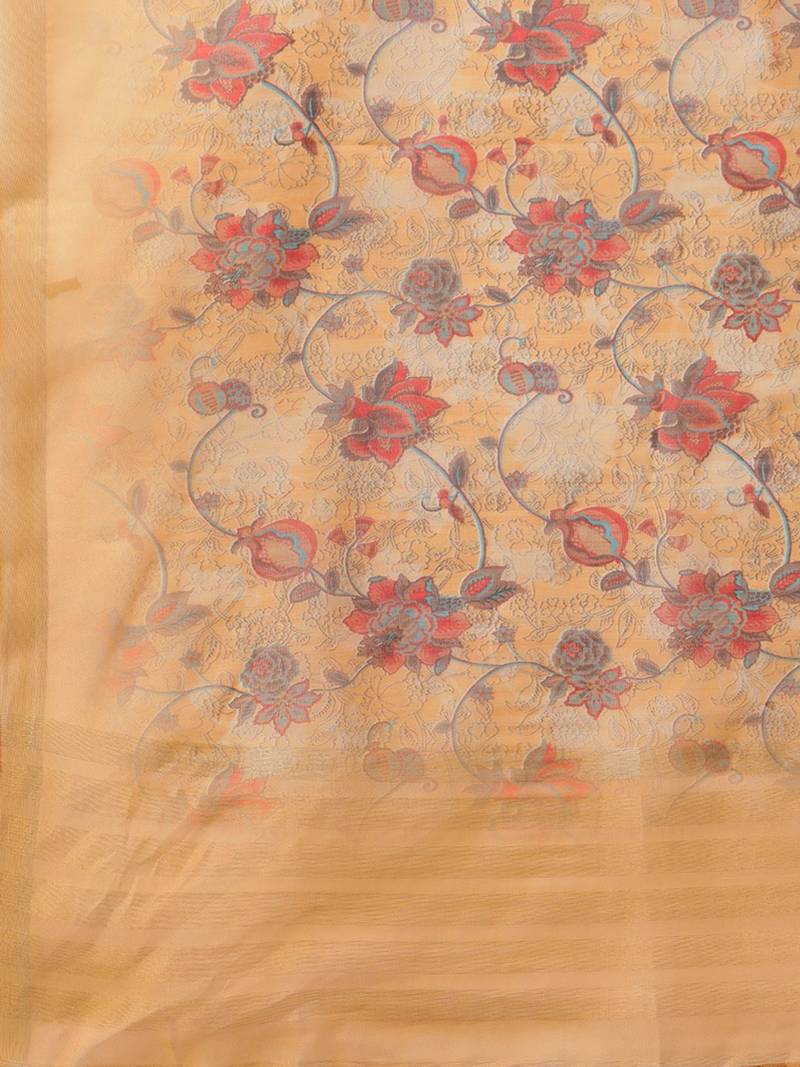 Women Rust Red Yoke Design Thread Work Kurta with Trousers & Dupatta