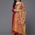 Women Rust Red Yoke Design Thread Work Kurta with Trousers & Dupatta