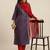 Women Purple Printed Angrakha Pure Silk Kurta with Trousers & With Dupatta