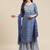 Blue And White Zari Embroidery Leheriya Kurta Sharara Set With Leheriya Dupatta