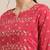 Women Red & Gold-Toned Floral Embroidered Mirror Work Pleated Kurta With Trousers