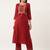 Women Maroon Floral Embroidered Kurta with Trousers