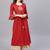 Women Red & Beige Ethnic Motifs Length A-Line Pure Cotton Kurta with Palazzos