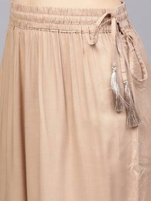 Women Red & Beige Ethnic Motifs Length A-Line Pure Cotton Kurta with Palazzos 3