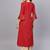 Women Red & Beige Ethnic Motifs Length A-Line Pure Cotton Kurta with Palazzos