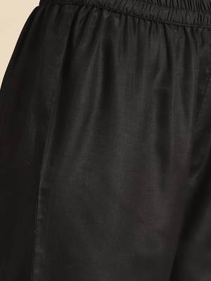 Women Black & Golden Embroidered Sequinned Yoke Design Kurta & Trousers 3