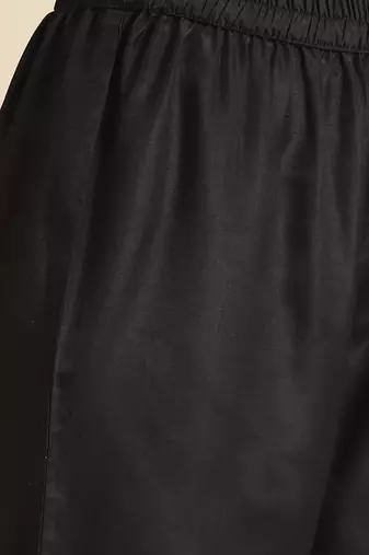 Women Black & Golden Embroidered Sequinned Yoke Design Kurta & Trousers