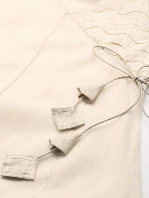 Women Beige Solid Angrakha Kurta with Palazzos 2