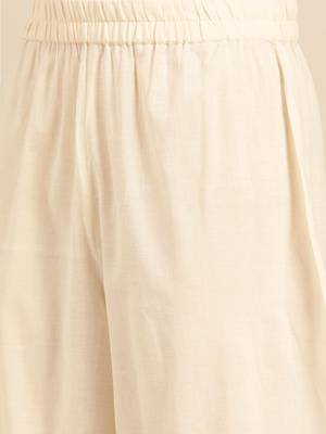 Women Beige Solid Angrakha Kurta with Palazzos 3
