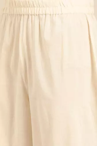 Women Beige Solid Angrakha Kurta with Palazzos